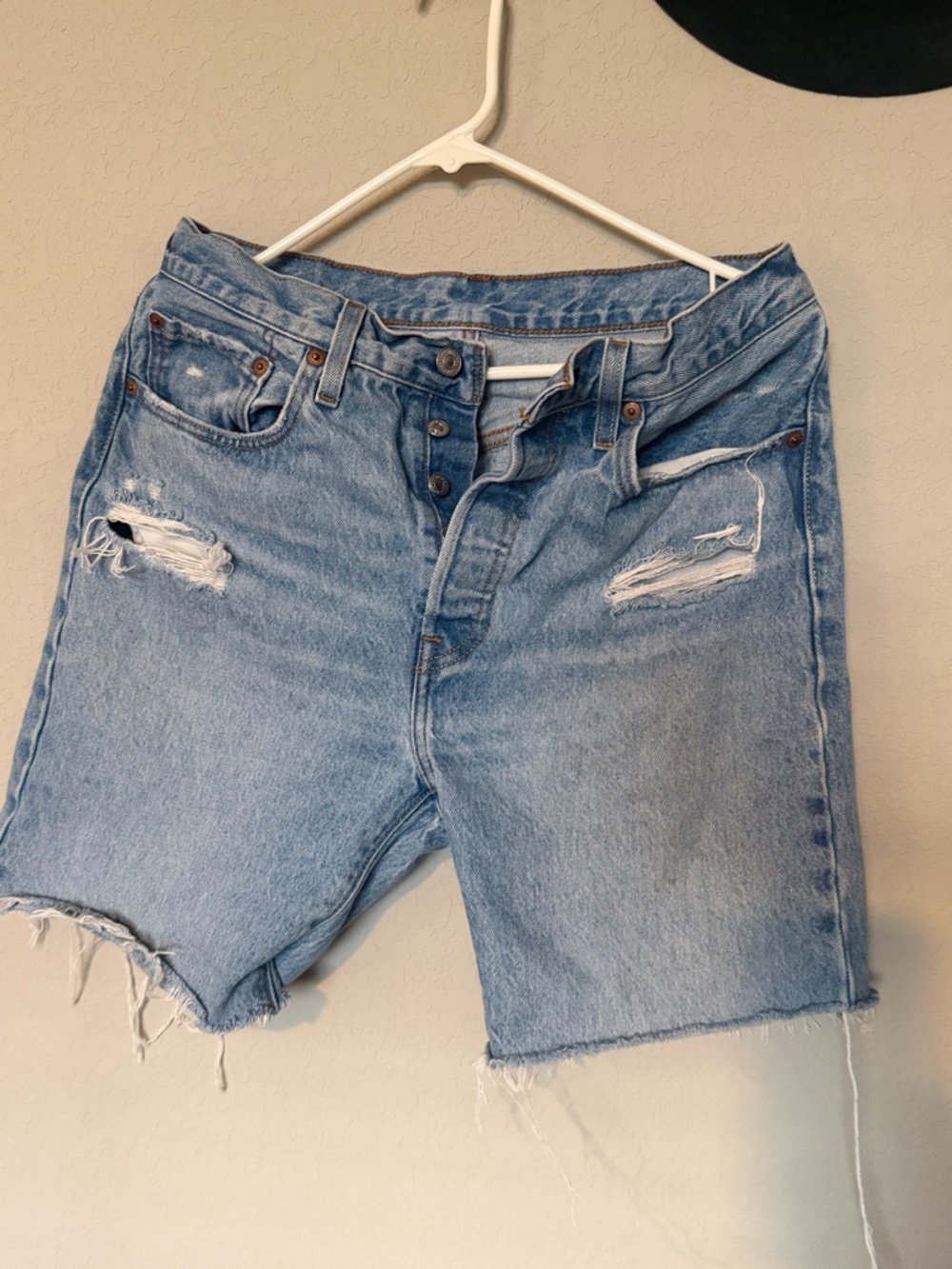 Levi's Light Blue Distressed Jean Shorts